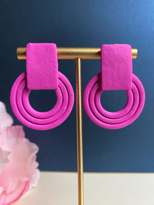 Vibrant Extruded Circle Stud Earrings - 1