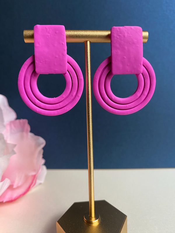 Vibrant Extruded Circle Stud Earrings - 2