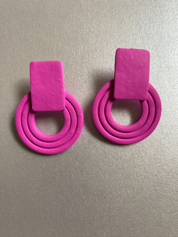 Vibrant Extruded Circle Stud Earrings - 3