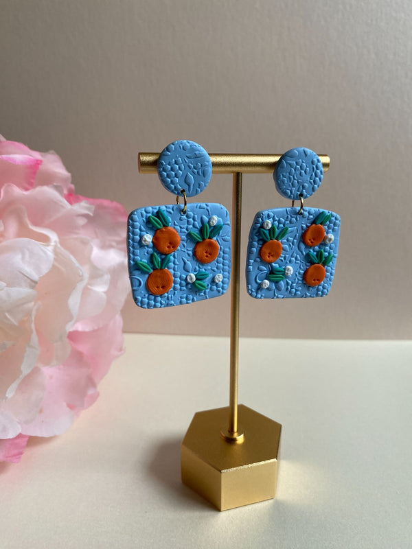 Oranges Square Dangle Earrings - 1