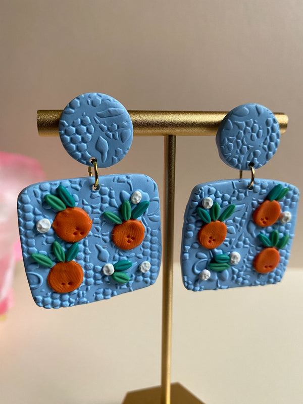Oranges Square Dangle Earrings - 2
