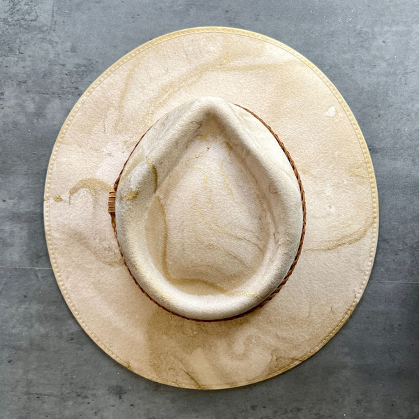 Gold Marbled Wide Brim Panama Hat - 4