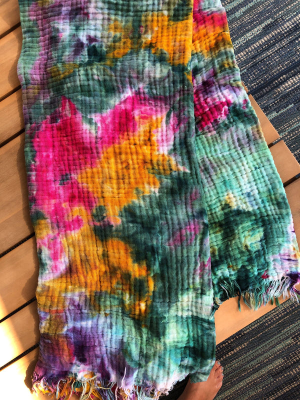 Hand Dyed Organic Cotton Throw Blanket - 1