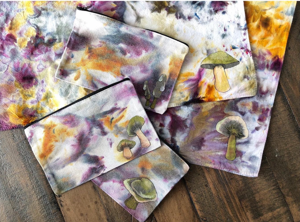 Hand Dyed and Painted Bandana and Pouch Collection - 1