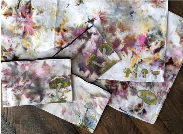 Hand Dyed and Painted Bandana and Pouch Collection - 2