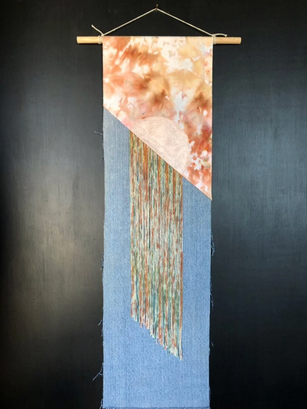 Denim and Dyed Fringe Painted Wall Art - 2