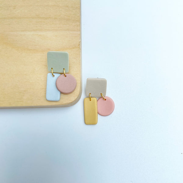 Pastel Color Block Mix and Match Statement Studs - 1