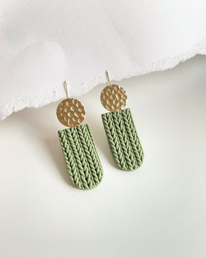 Knitted Dangle Statement Earrings - 1