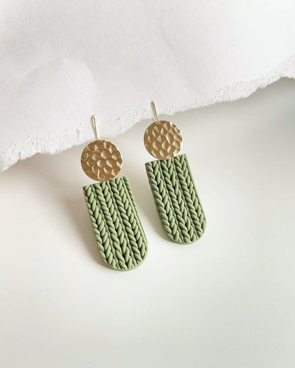 Knitted Dangle Statement Earrings - 1