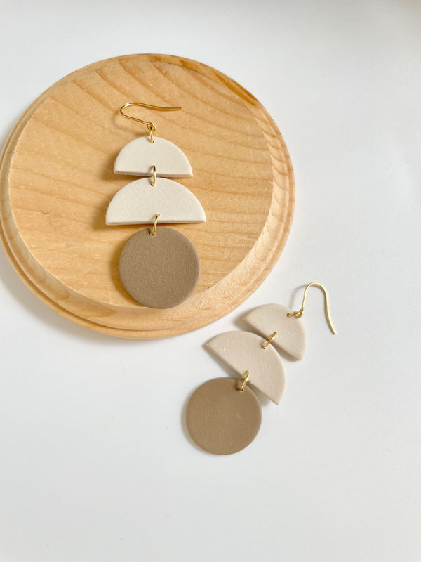 Neutral Geometric Statement Earrings - 1