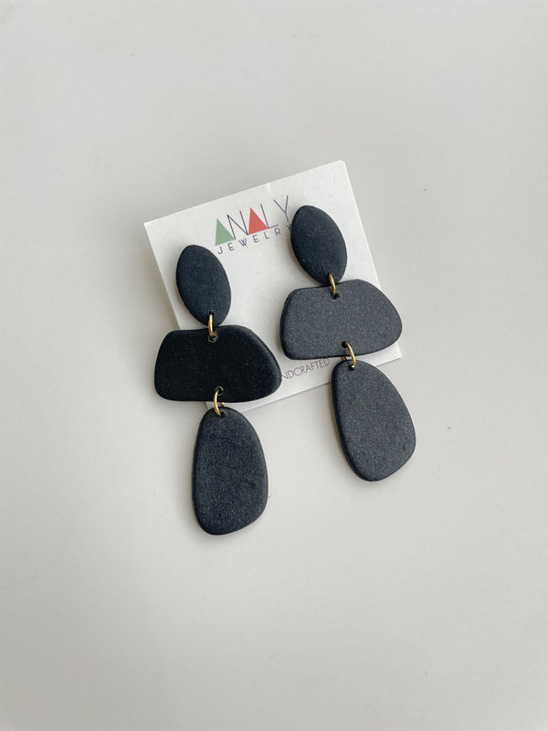 Pebble shape Dangle statement earrings  - 1