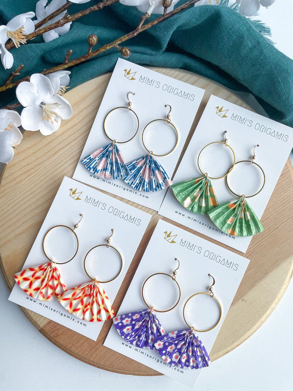 Origami Fan Earrings - 1