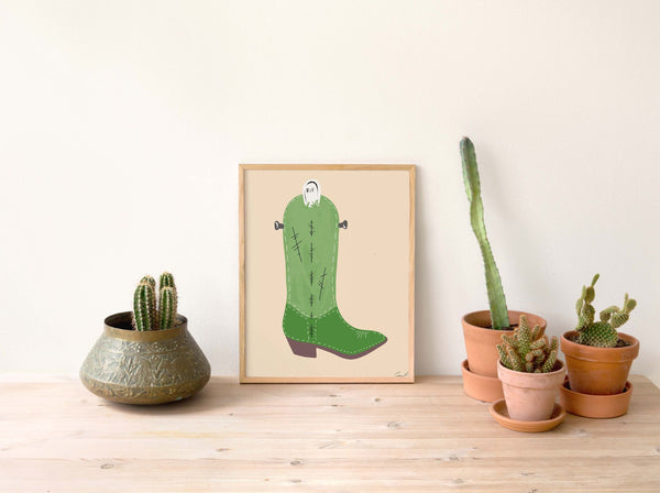 Frankenstein Halloween Boot Art Print - 2