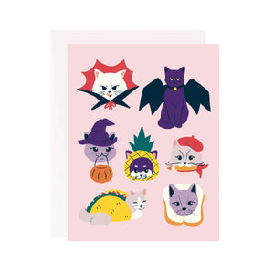 Cat Costumes Halloween Greeting Card - 1