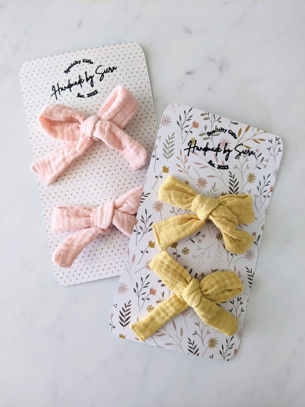 Muslin Hair Bow Set | 100% Cotton Hair Accessory - 1