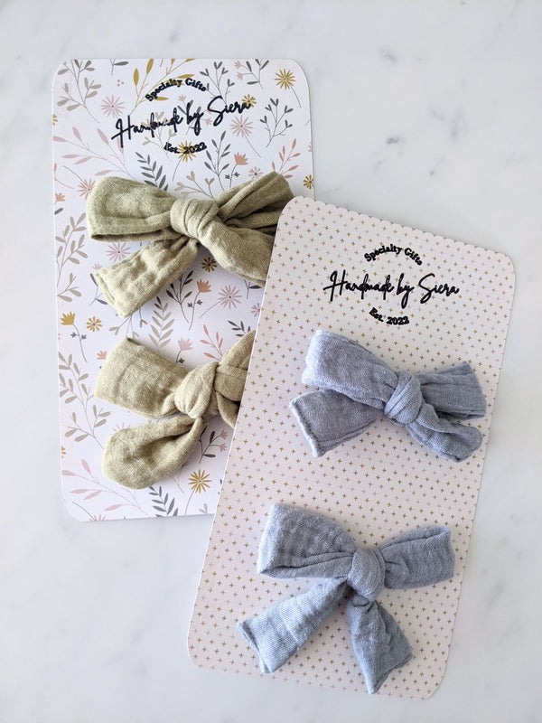 Muslin Hair Bow Set | 100% Cotton Hair Accessory - 2