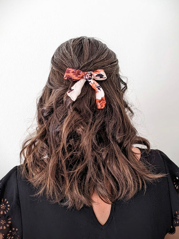 Autumn Floral Hair Bows | Upcycled 100% Cotton  - 2