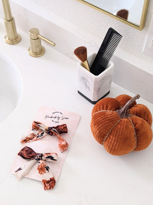 Autumn Floral Hair Bows | Upcycled 100% Cotton  - 3