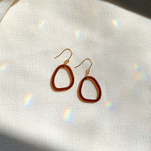 Mini Loop Abstract Lasercut Acrylic Earrings in Amber Brown - 1