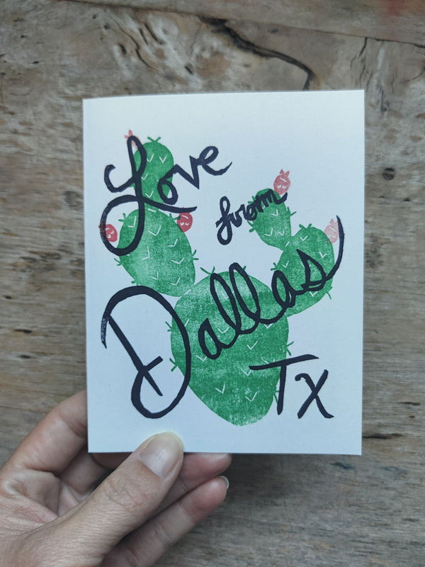 Love From Dallas, TX Prickly Pear Stamped Greeting Card - 2