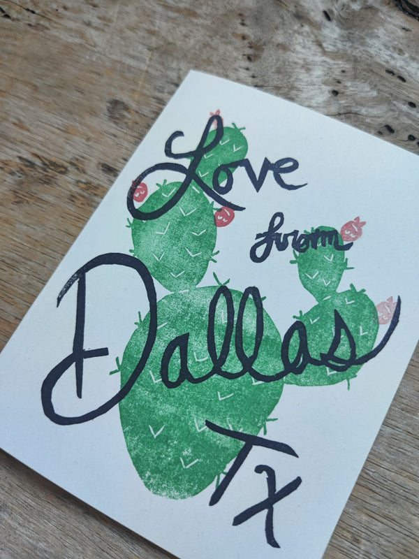 Love From Dallas, TX Prickly Pear Stamped Greeting Card - 3