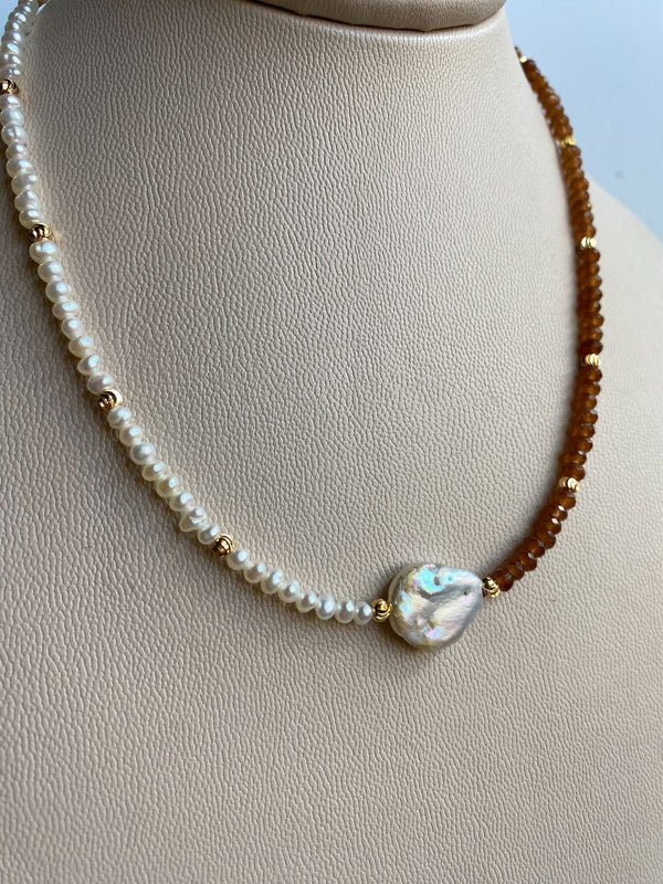 Two Tone Pearl & Bead Necklace - 1