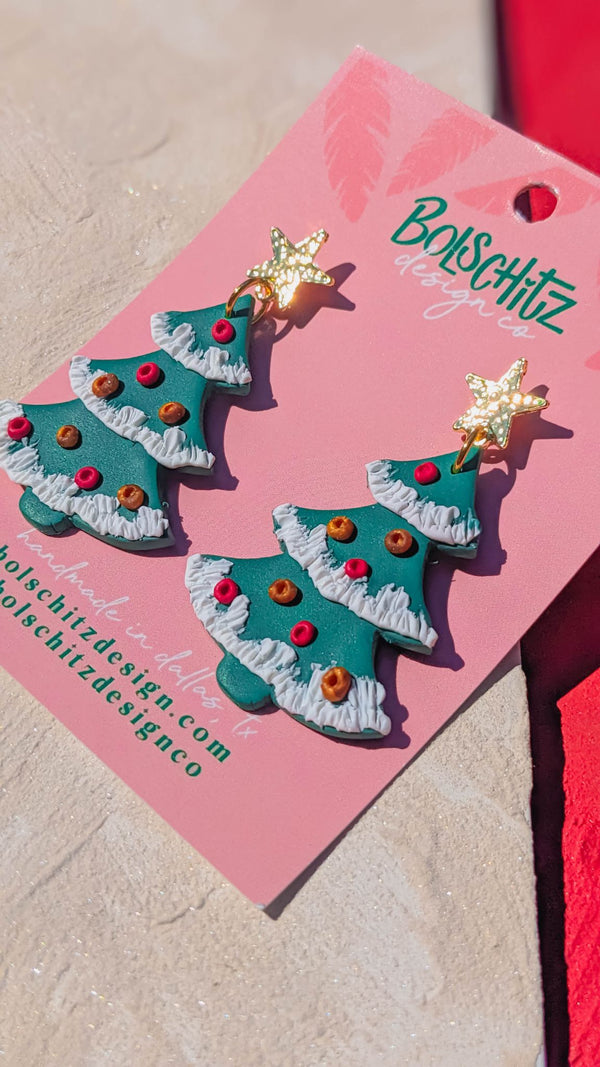 Christmas Tree Clay Earrings - 2