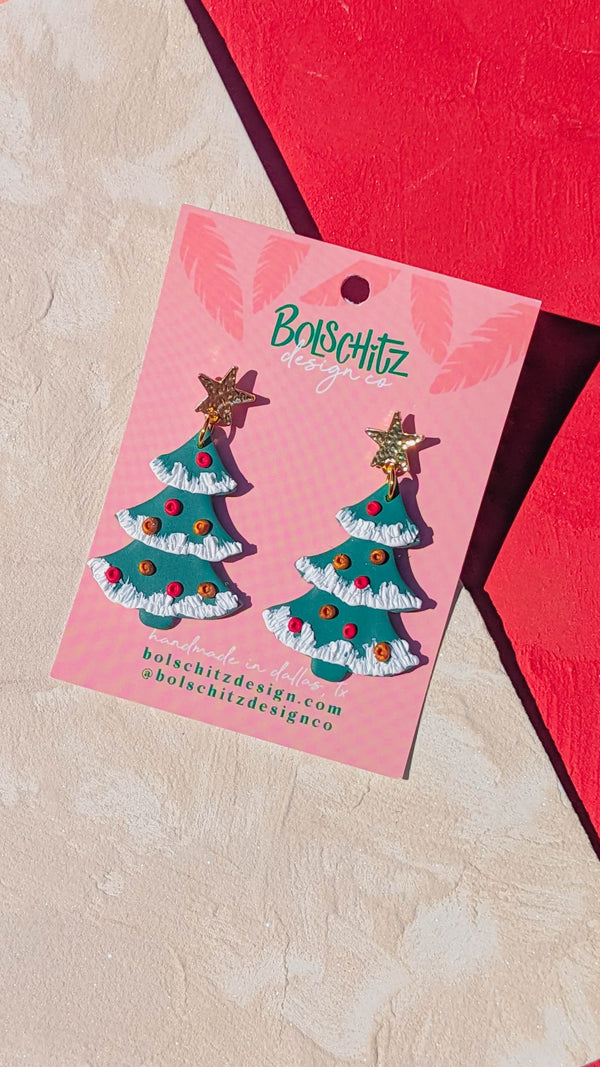 Christmas Tree Clay Earrings - 3