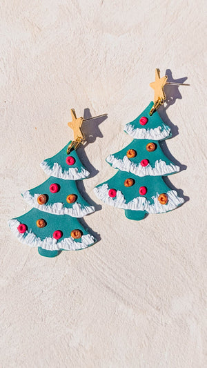 Christmas Tree Clay Earrings - 1