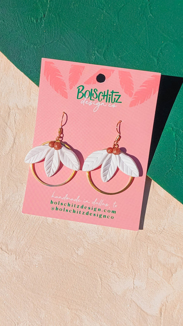 Christmas Poinsettia Clay Earrings - 3