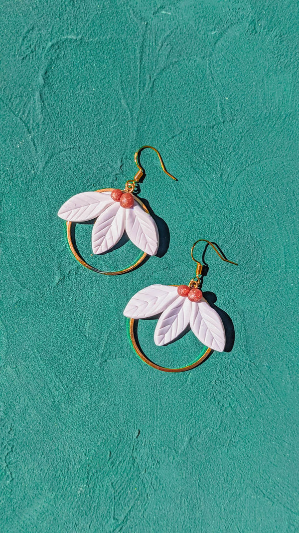 Christmas Poinsettia Clay Earrings - 1