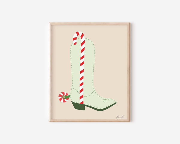 Candy Cane Texmas Boot Print - 1