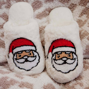 Santa Face Rabbit Fur Slippers