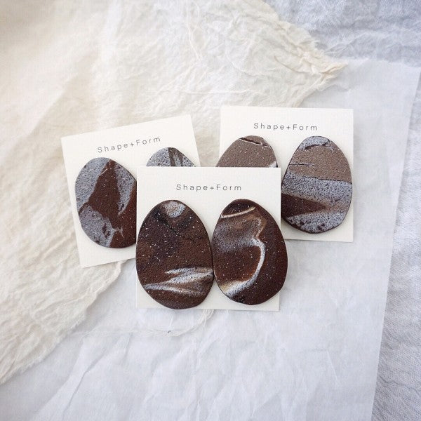 Freeform Brown Stud Earrings