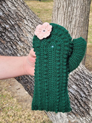 Dark Green Cotton Cactus Pillow - 1