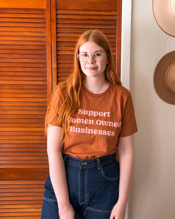 Support Women Owned Businesses Tee - Heather Burnt Orange