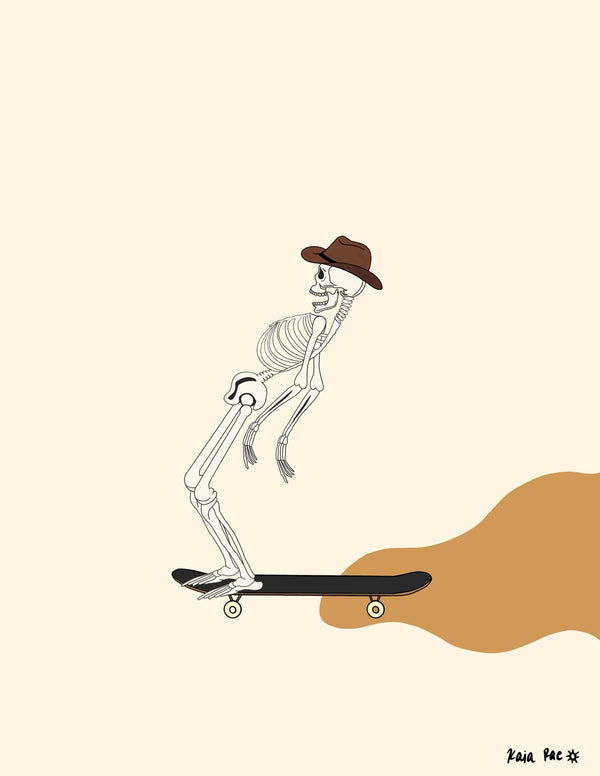 Skater Skeleton Cowboy Print - 2