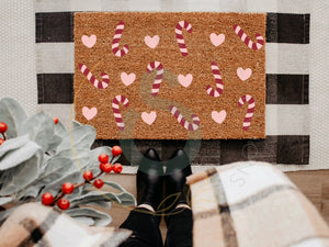 Candy Cane Hearts Doormat - 1