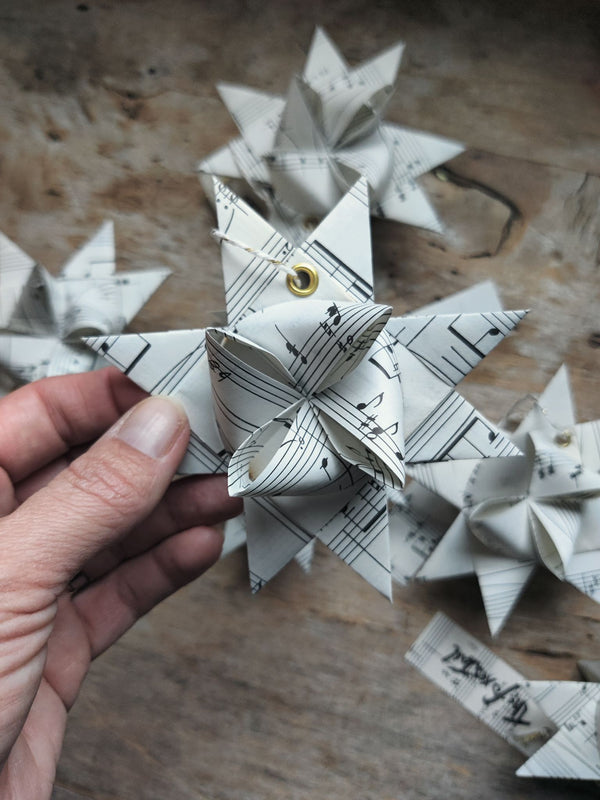 Upcycle Sheet Music Moravian Star - 7