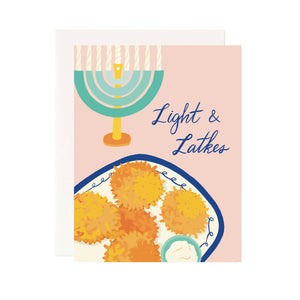 Light & Latkes Hanukkah Greeting Card - 1