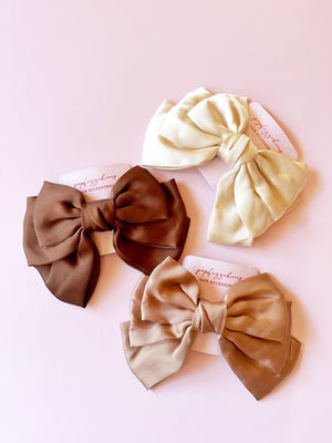 Fall Satin Bow with Spring Clip - 1