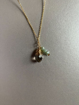 Elegant Pendant Crystal Gemstone Chain Necklace - 1