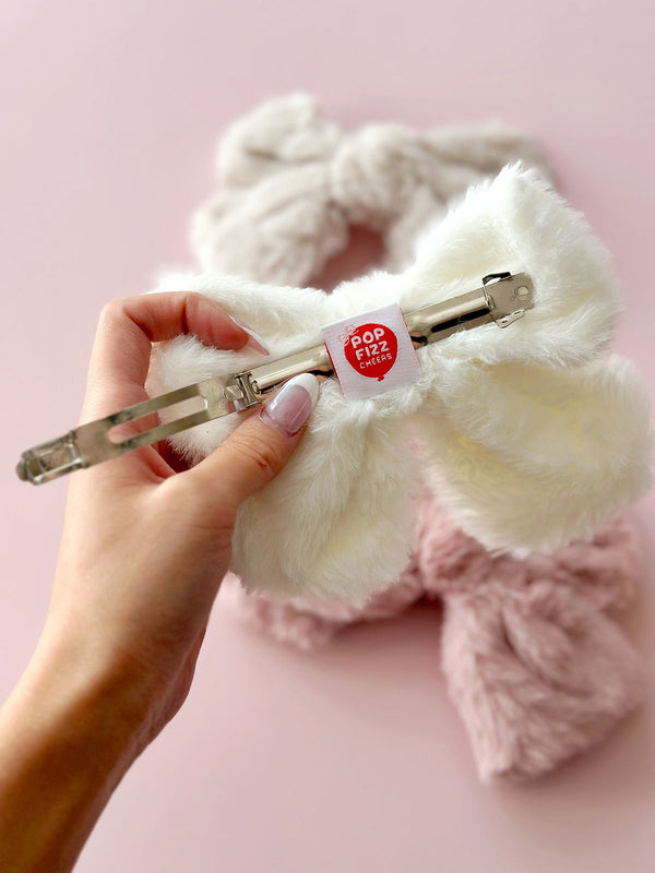 Furry Winter Bow with Spring Clip - 2