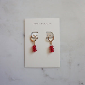 Red Seaglass Charm Hoops - 1