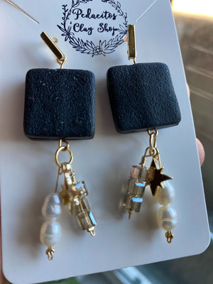 Stud Earrings with Gemstone Dangles - 1