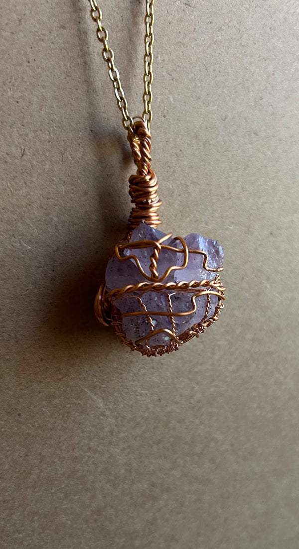 Wire Wrapped Raw Amethyst cluster  - 1