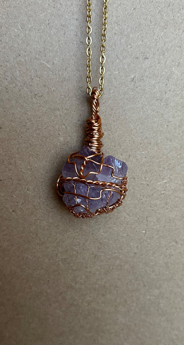 Wire Wrapped Raw Amethyst cluster  - 4