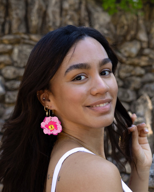 Hibiscus Hoop Earrings - 2