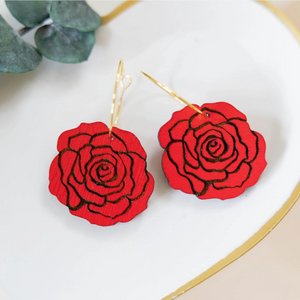 Rose Hoop Earrings - 1