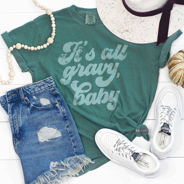 It's All Gravy Baby Tee - Teal